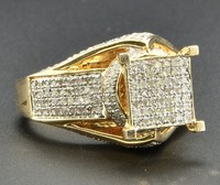 Diamond Engagement Ring .925 Sterling Silver Yellow Finish Square Head 1.10 Ct. on sale Diamond Engagement Ring .925 Sterling Silver Yellow Finish Square Head 1.10 Ct. on sale