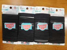 4 Pks of 32: Scunci Medium Hold No-Damage Elastics Black 0B-1465 