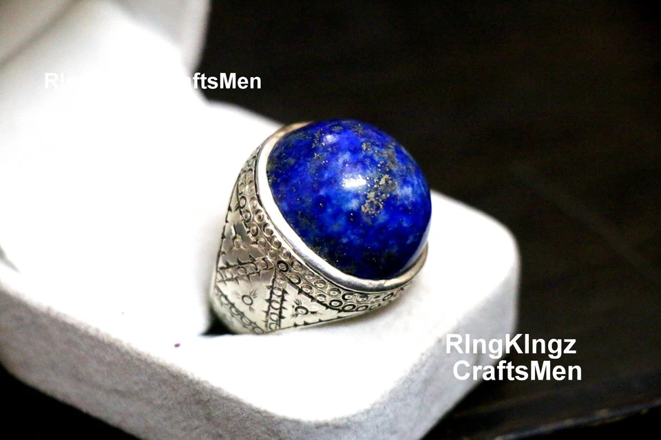Handmade Lapis Lazuli Ring Sterling Silver Adjustable Size Natural Gemstone - Image 4 of 4