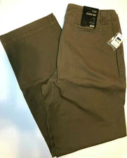 GAP Women Clean Cut Flat Front Cotton Brown Khaki Chino Full Length Pants 8 Reg