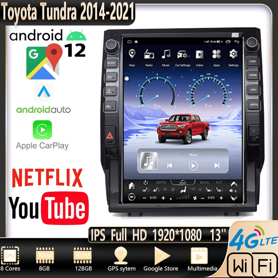 13"android Navigation Car Gps Stereo Vertical Screen For Toyota Tundra 2014-2021 - Image 2 of 4