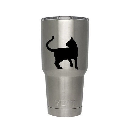 Black Small Cat Vinyl Sticker Decal for Macbook Air Pro Laptop Car Window Bumper - Image 2 of 4