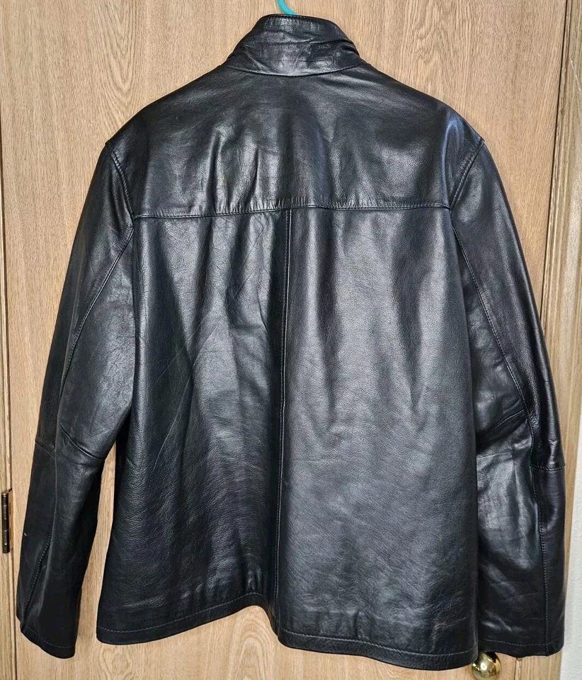 男式 Marc Anthony 黑色皮革夹克男式 XL 码很好!! — 第 3/4 张图片