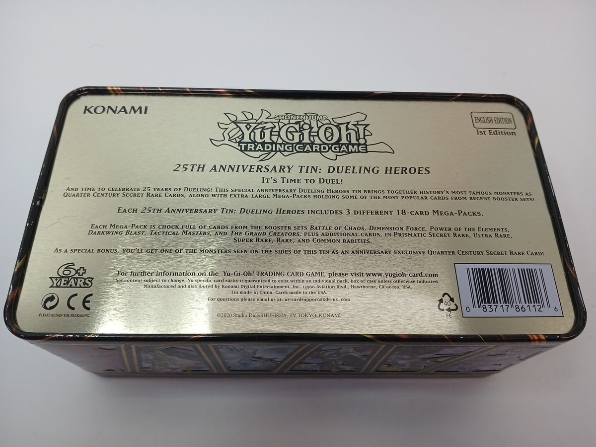 Yu-Gi-Oh! Tin 25th Anniversary Dueling Heroes METAL BOX ONLY Yu-Gi-Oh! Tin 25th Anniversary Dueling Heroes METAL BOX ONLY