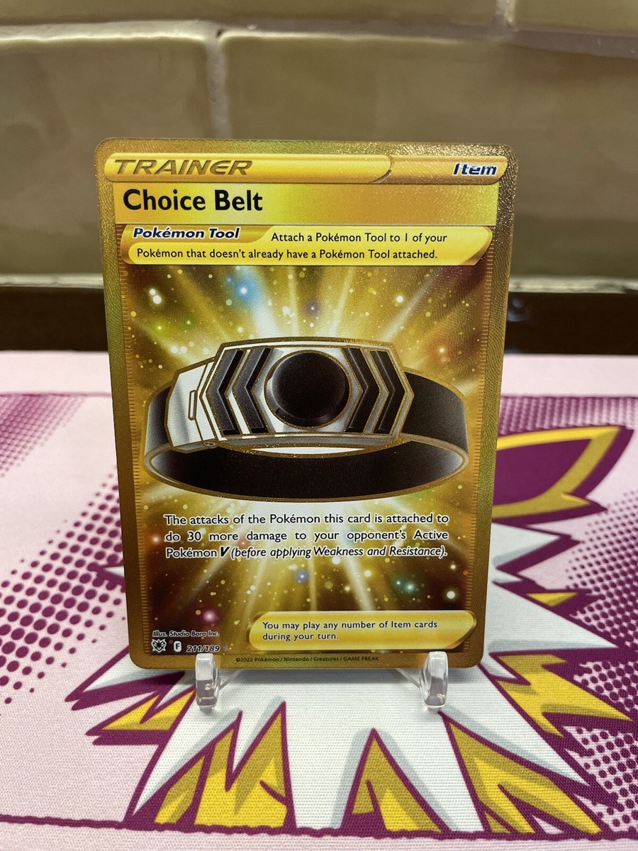 gold choice belt pokemon card Copycat has to be my favorite Supporter art . . .#tcg #pokemon #pokemontcg #trading #tradingcards #tcgplayer #tcg #cardgame #collectibles #pkmn The attacks of the Pokmon this card is attached to do 30 more damage to your opponents Active Pokmon V (before applying Weakness and Resistance) eBay Auction Item 234749065180 Tcg