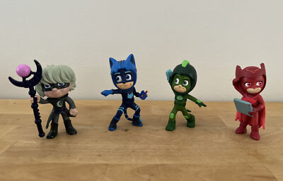 PJ Masks Fixed Figures by Frog Box Lot of 4 Catboy, Gekko, Owlette & Luna w Orb