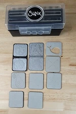 Sizzix 2.75"x2.25" SIZZLITS - EMBOSSLETS - CLEARLITS Lot of 9 With Storage Case