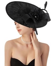 dressfan Church Fascinator Derby Hats for Women,20s 50s Linen Vintage Derby H...