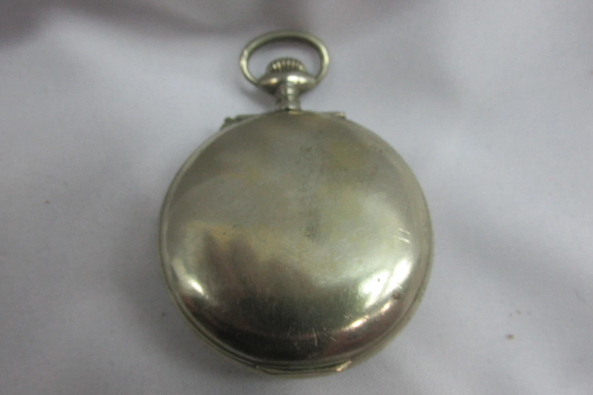 Reloj de Bolsillo Militar Eterna Funciona con Alarma Cara Abierta Art Deco Ni...