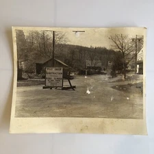 Vintage Black White Photo Gas Station Sign Mobilgas Pegasus Donald Stabler 8x10”