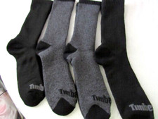 Timberland CREW WOOL SOCKS WILL FIT SHOES 6-10 Men's 4-Pack 2 BLACK 2 GREY
