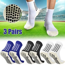 3 Pairs Sport Socks Anti Slip W/Grip Soccer Men Football Basketball Sock Premium