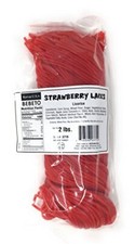 Candy Bebeto Strawberry Licorice Laces - Red Shoestring Licorice Laces for Br...
