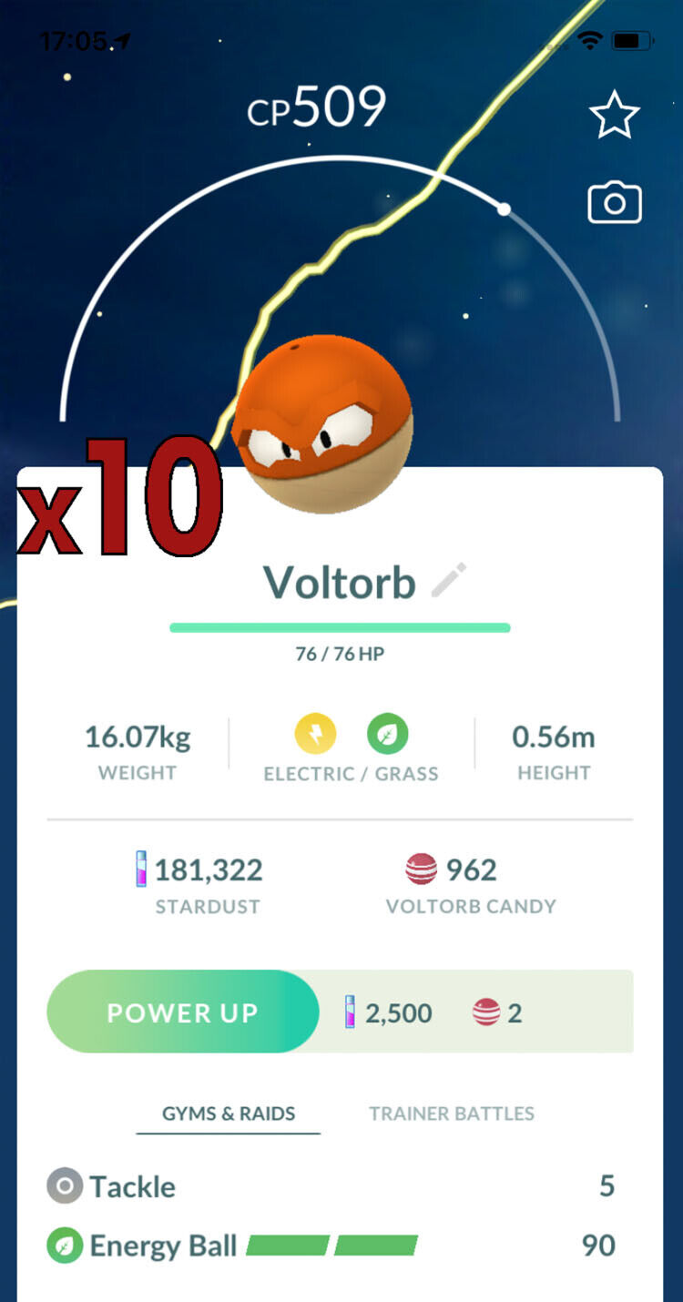 Pokemon Voltorb x10 GO - Chance of Lucky !!