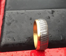 Genuine Craftsmanship Damascus Steel Dual Engagement Band Brass Ring "TALLY"