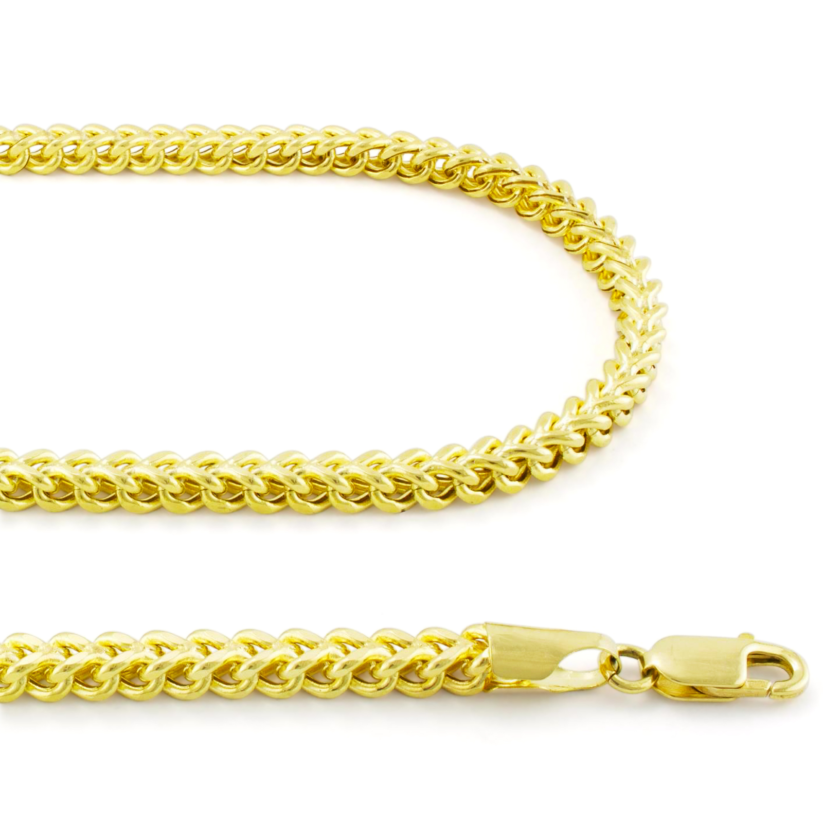 10K Yellow Gold 1.5mm-6mm Square Wheat Box Franco Chain Pendant Necklace 16"-30" - Picture 6 of 96