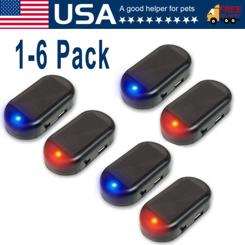 1/6PC Solar Power Car Fake Alarm LED Anti-Theft Warning Lights Flashing ...