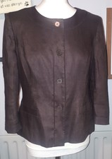 New Designer Precis Petite Brown Linen Jacket Size 12