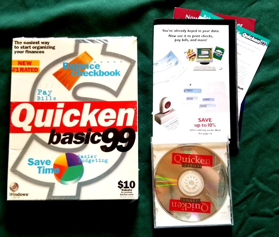 Intuit Quicken Basic 99 For Windows 95/98/NT Disc and Manual in Original Box VTG - Image 3 of 4