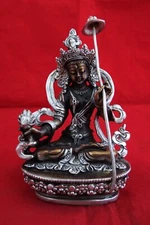Tibetan Buddhism Goddess Dukkar, Sitalapatra, Chatra Tara Copper Silver Statue