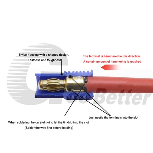 AMASS EC5-F EC5-M Male Female Gold Plated Connector Banana Plug Blue DC500V 100A - Picture 7 of 13
