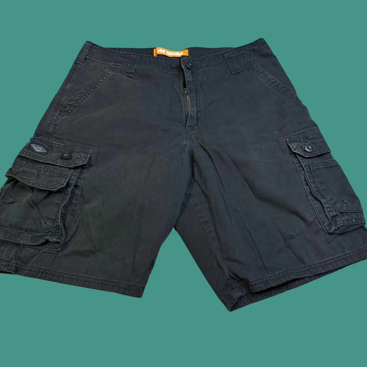 Short Cargo Homme Coton Coupe Droite Multipoches Casual Eté Noir