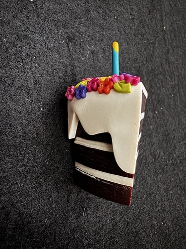Chocolate Cake White Frosting piece Of Happy Birthday Cake Brooch Celebrate