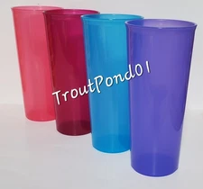 Tupperware Tumblers 16 oz Straight Sided Stacking Set 4 Pink Purple Blue Wine