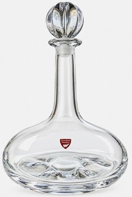 Orrefors Nils Landberg Signed Crystal Ship Decanter Sweden MCM Art Glass