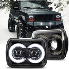 New Pair 5x7 Led Headlights Halo Drl For Jeep Cherokee Xj 1984-2001 Wrangler Yj New Pair 5x7 Led Headlights Halo Drl For Jeep Cherokee Xj 1984-2001 Wrangler Yj