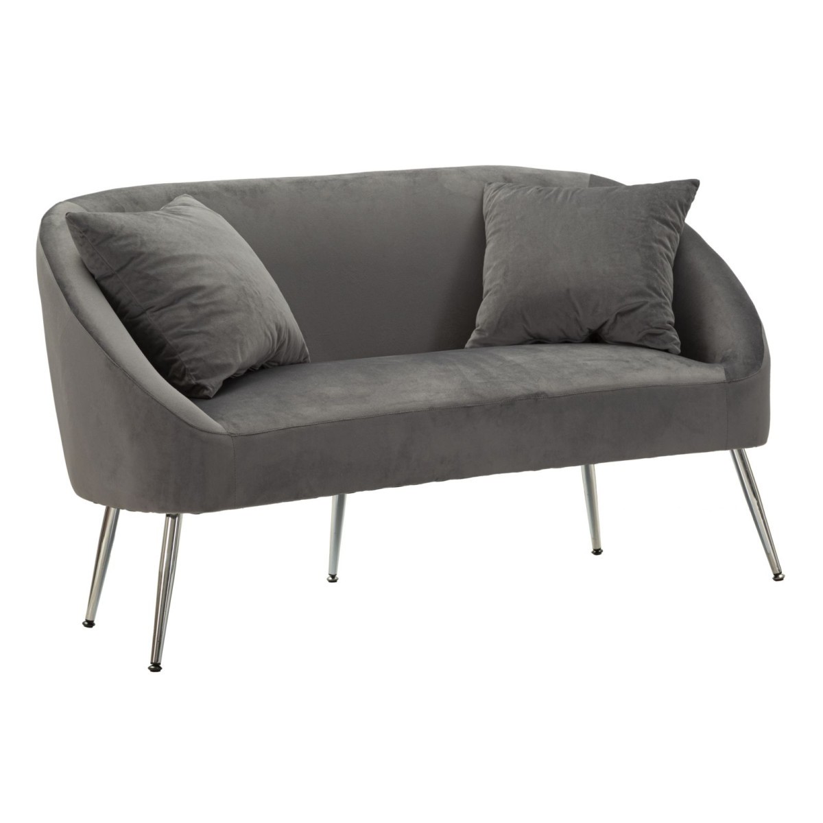 Canapé 2 places Soffy gris de 137cm au revêtement imitation fourrure premium