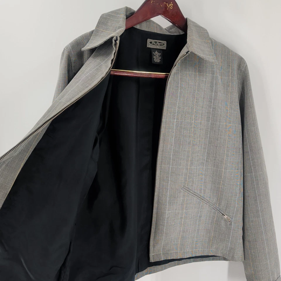 Винтажная классическая куртка на молнии 90-х Gap Premium в клетку на заказ серая размер L - Изображение 3 из 4