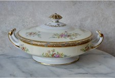 Round Covered Vegetable Bowl in Janet by Noritake, Floral Design w/Gold Trim