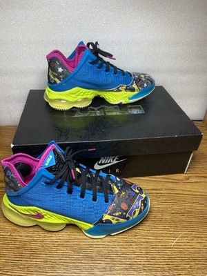 Nike LeBron 19 Low Basketball Shoes Mens 5.5 Women 7 LeBronival Blue Citron Tint