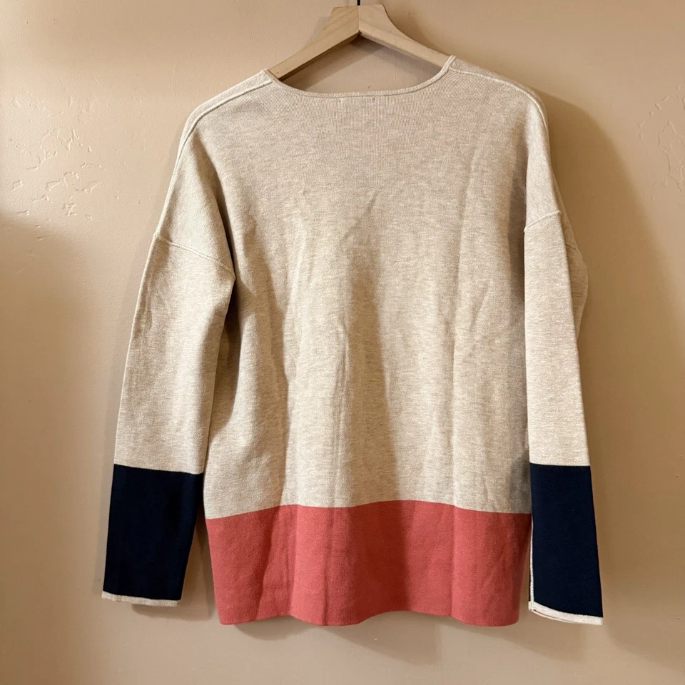 J.Jill Suéter Reversible Beige Naranja Talla Pequeña Oficina Negocios Informal Cápsula Foto 3 de 4