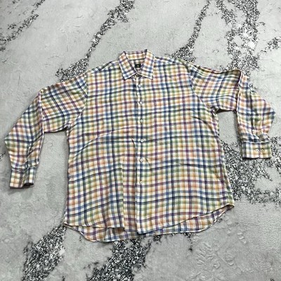 Robert Talbott Plaid Button Down Shirt Mens Sz XL Long Sleeve Cotton Multicolor