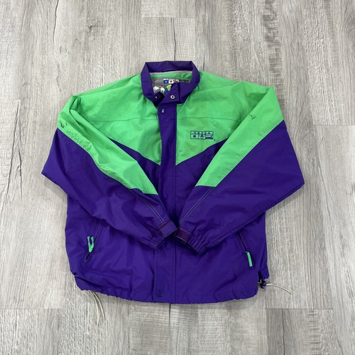 Vintage OMEGA for the World Windbreaker Jacket Mens L Teal Purple 80s 90s Tennis