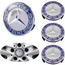 4pack For Mercedes Benz Wheel Center Caps Emblem Rim Hub Cover Badge 2.95in Blue
