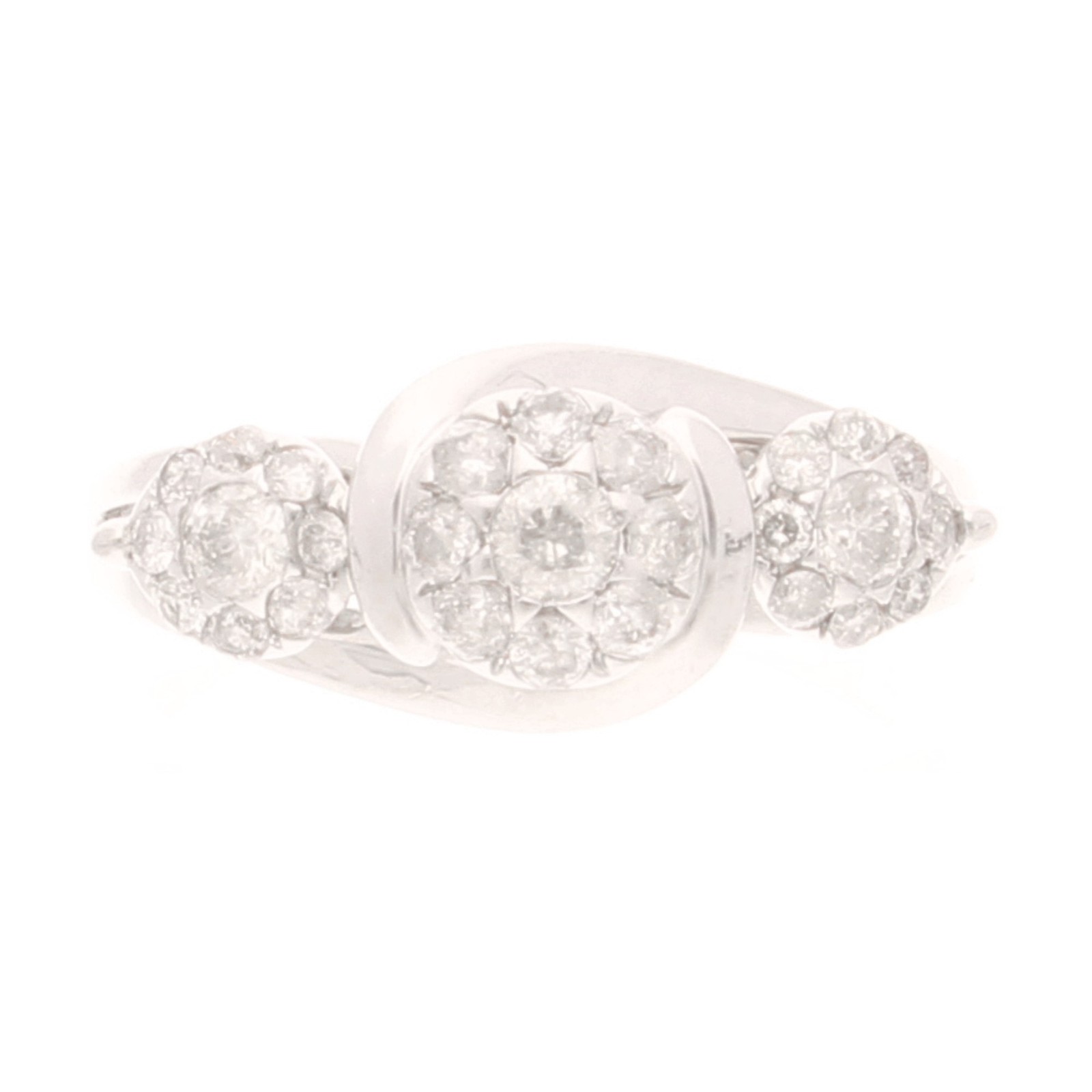 9Carat White Gold 0.50ct Diamond Trilogy Cluster Ring (Size J) 8mm Widest