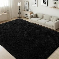 ISEAU Black Rug Super Soft Shaggy 4x6 Feet Rugs for Bedroom, Fluffy Area Rug for