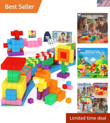 64PCS Magnetic Blocks, Magnetic Building Blocks for Kids Ages 3 4 5 6  Old, M...