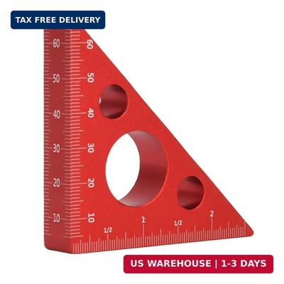 Right Angle Ruler, 45 n 90 Degree Small Aluminum Alloy Triangle Ruler with Imper