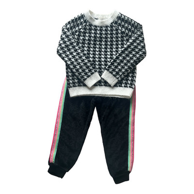 Btween Lemon + Kiss Girls 2pc Outfit Set Houndstooth Knit Sweater 2T Pants 3T