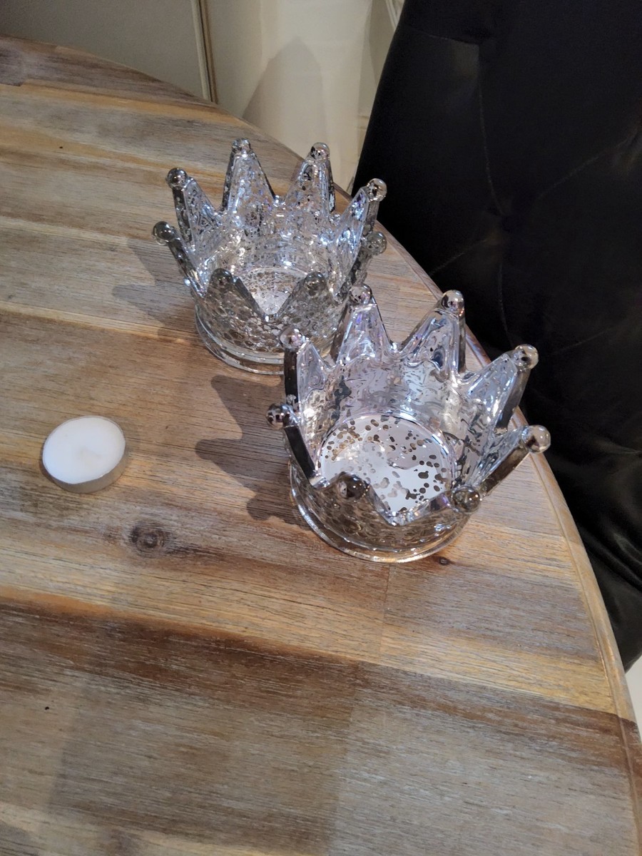 Tk Maxx Christmas Set Of Silver Sparkle Table Crown T light