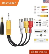 Versatile 3.5mm Male to 3 RCA Female Video Adapter - 6-Inch for TVs Cars