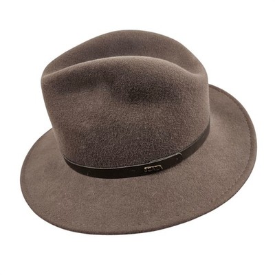 Scala Classico Outback Hat Medium Wool Crushable Fedora Hat Leather Band Brown