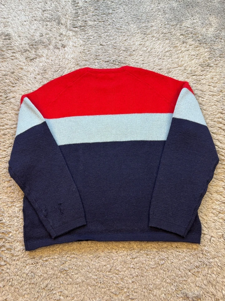 Vtg Demetre Sweater Men Medium Colorblock Virgin Wool Ski Crewneck Pullover - Image 2 of 4