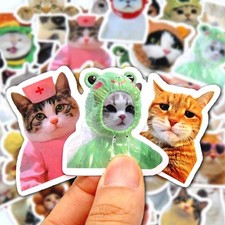 50pcs Cute Cat Stickers Funny Cartoon Decals for Laptop Car Kids Toy