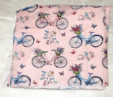 ANX Fabric Springtime Ride  Bicycles on Pink 44x80” NEW