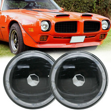 Pair 7 Led Headlights Red Drl Fit Pontiac Firebird 1970-72 1973 1974 1975 1976